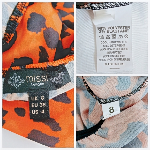 Missi London Orange Leopard Print Jumpsuit Wrap Belted Wide-Leg Size US 4 - Picture 13 of 13